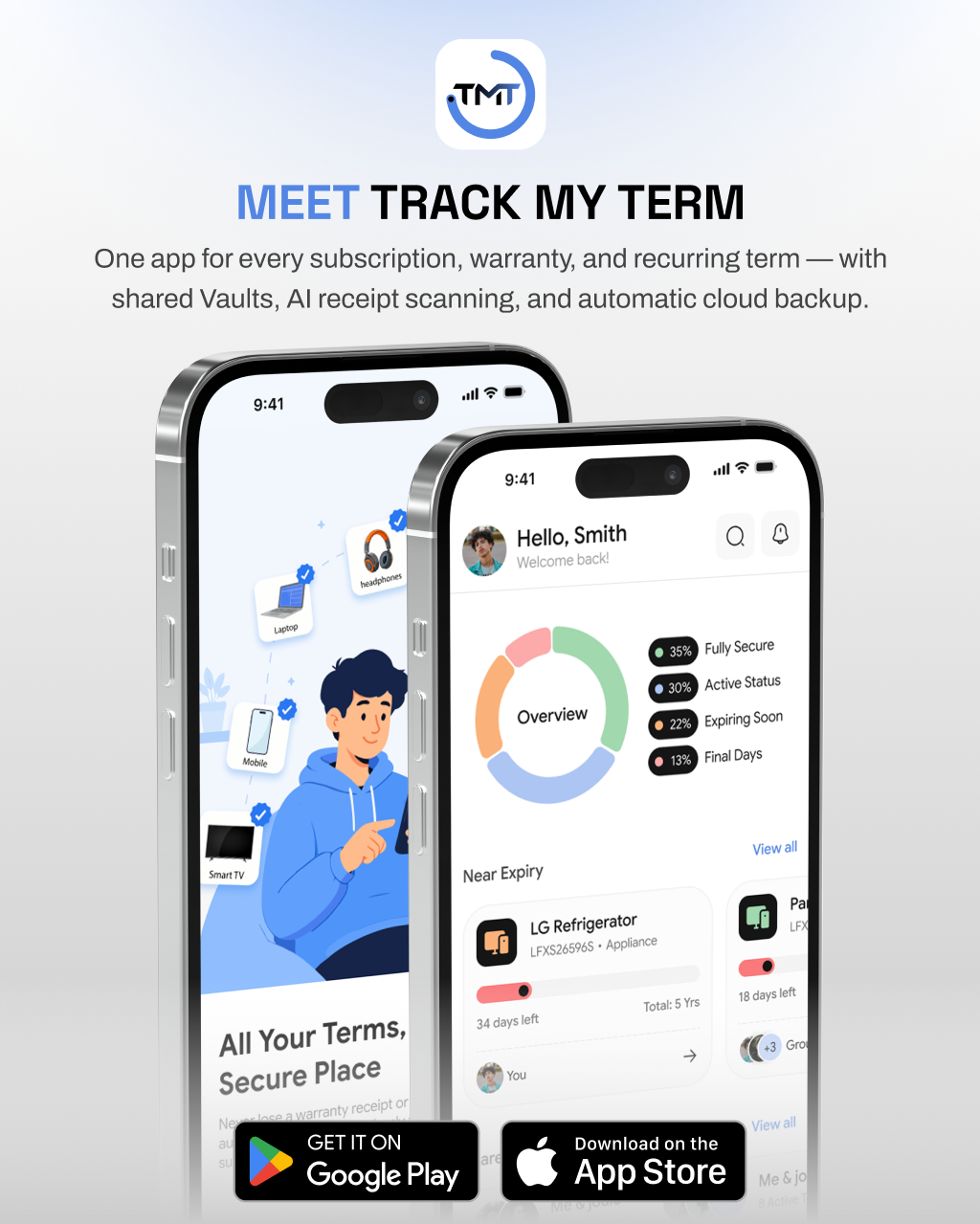 TrackMyTerm — one app for every subscription, warranty, and recurring term